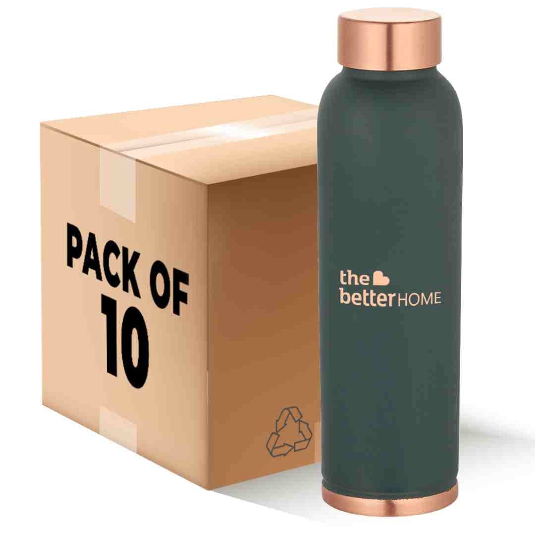 1000 Copper Water Bottle (900ml) | 100% Pure Copper Bottle | BPA Free Water Bottle with Anti Oxidant Properties of Copper | Teal (Pack of 10)