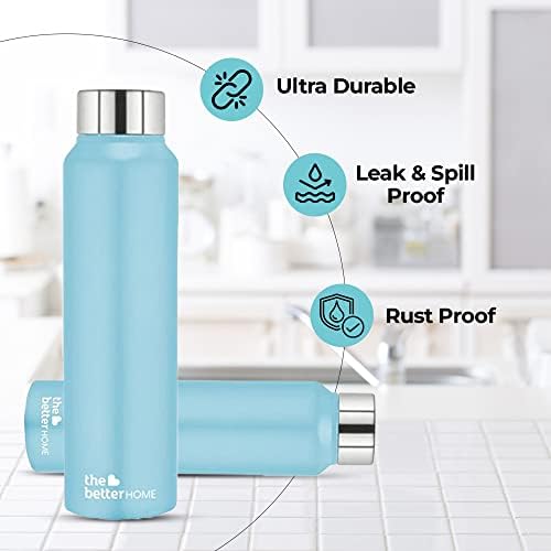 Pack of 1: Stainless Steel Water Bottle - Leak Proof, Durable & Eco Friendly | 1 Litre | Misty Blue