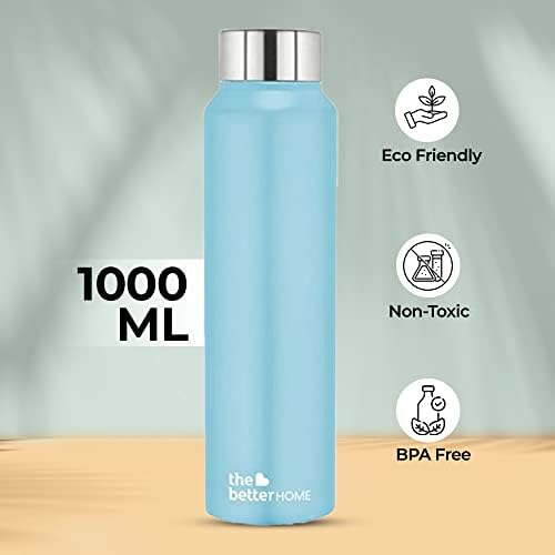 Pack of 1: Stainless Steel Water Bottle - Leak Proof, Durable & Eco Friendly | 1 Litre | Misty Blue