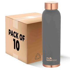 1000 Copper Water Bottle (900ml) | 100% Pure Copper Bottle | BPA Free & Non Toxic Water Bottle with Anti Oxidant Properties of Copper | Grey (Pack of 10)
