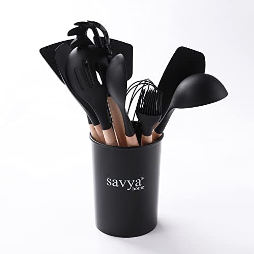 The Better Home 100% Pure Copper Water Bottle 1 Litre, Teal & Savya Home 12 pcs Silicon Spatula Set, Black