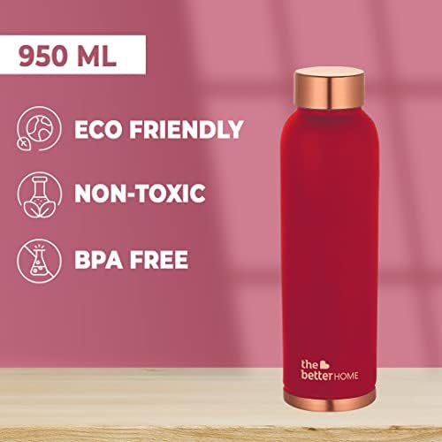 The Better Home 100% Pure Copper Water Bottle 1 Litre, Maroon & Savya Home Non Stick Fry Pan, 26 cm (Stove & Induction Cookware, Easy Grip Handle)