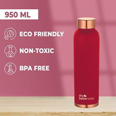 The Better Home 100% Pure Copper Water Bottle 1 Litre, Maroon & Savya Home Triply Stainless Steel Casserole with Lid, 4L (22cm), Gas & Induction Cookware