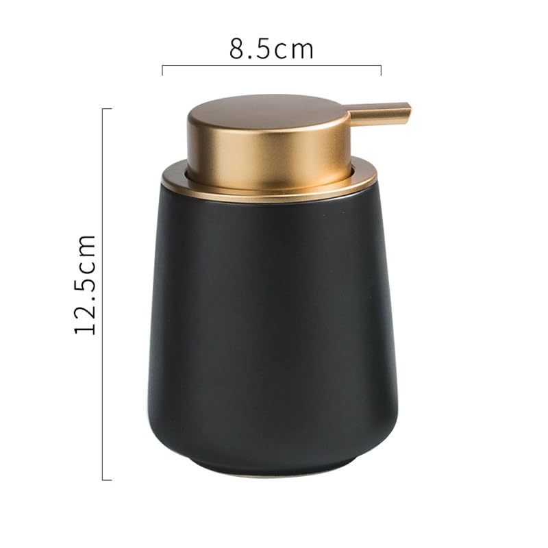 The Better Home 400ml Soap Dispenser Bottle - Black |Ceramic Liquid Pump Dispenser for Kitchen, Wash-Basin, and Bathroom