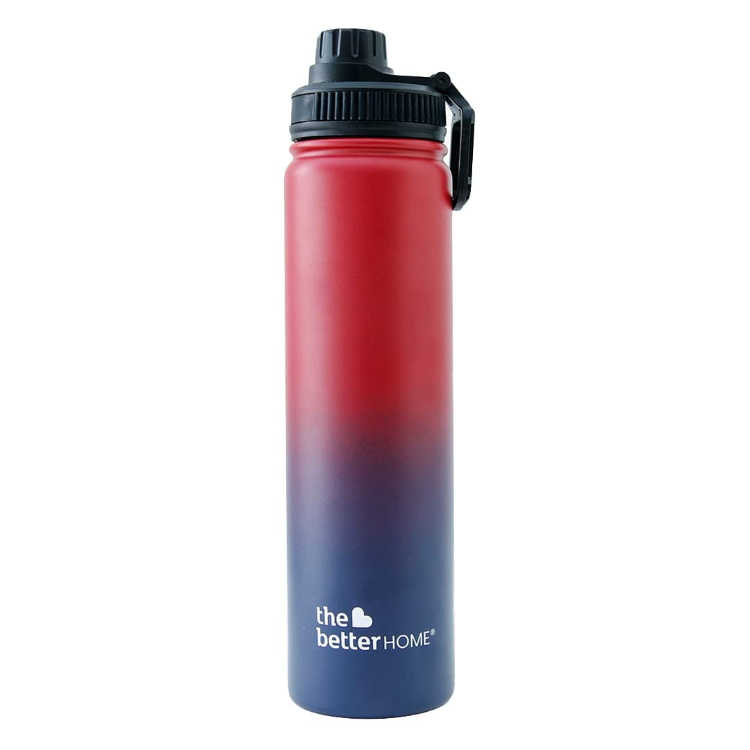 Insulated Stainless Steel Water Bottle - Leakproof, Double Wall | 710ml | Maroon-Blue | For Gym, Office