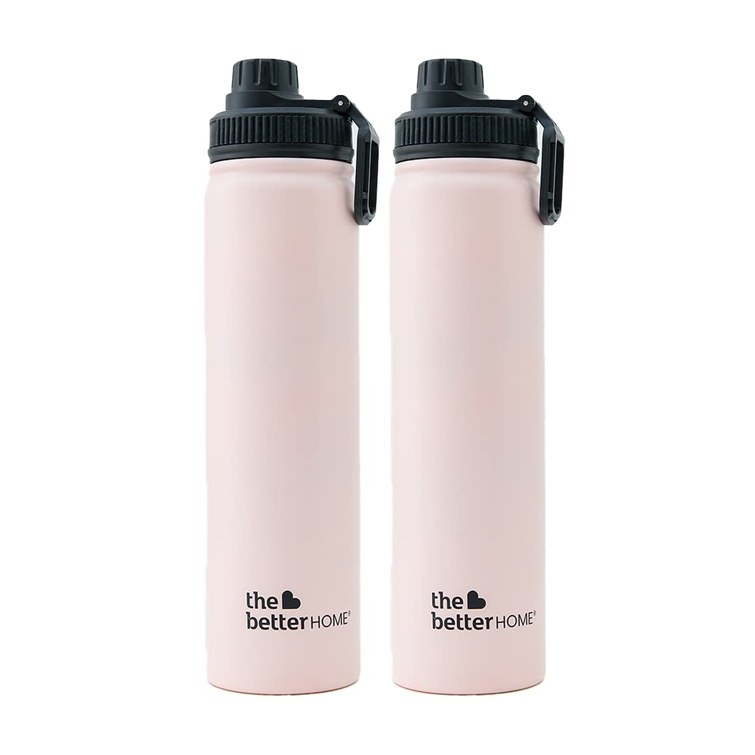 Pack of 2: Stainless Steel Insulated Water Bottles - Hot & Cold, Food Grade, BPA Free | 710ml | Pink