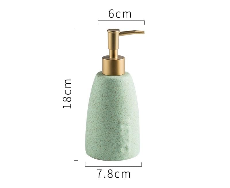 The Better Home 320ml Dispenser Bottle - Green | Ceramic Liquid Dispenser for Kitchen, Wash-Basin, and Bathroom | Ideal for Shampoo, Hand Wash, Sanitizer, Lotion, and More
