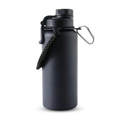The Better Home Insulated Water Bottle for Gym Kids Office|Thermos Stainless Steel Vacuum Insulated Flask with Rope and Carabiner Hot Water Bottle for Boys and Girls | 1 Litre (Black)