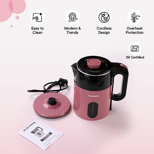 Combo: RapidHeat Pro Electric Kettle - 1.8L, Fast Boil, Stylish Design | 1L Beverage Bottle | Pink & Silver