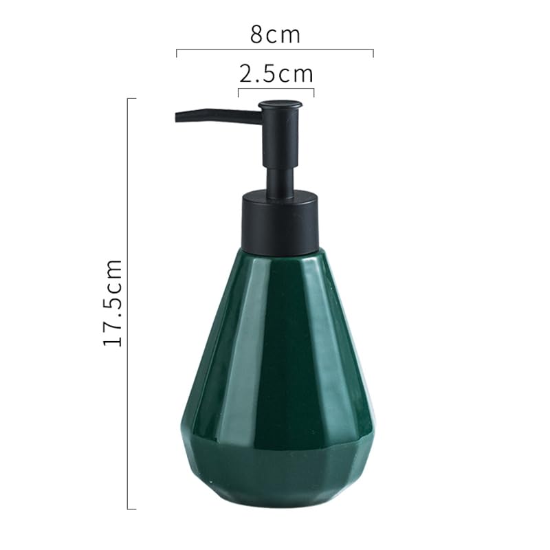 The Better Home 250ml Dispenser Bottle - Green | Ceramic Liquid Dispenser for Kitchen, Wash-Basin, and Bathroom | Ideal for Shampoo, Hand Wash, Sanitizer, Lotion, and More