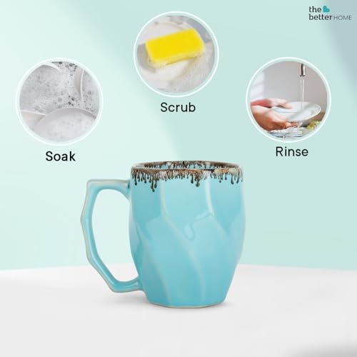 Pack of 8: Ceramic Tea Coffee Cups - Microwave Safe, Scratch Resistant | 280 ml | Sky Blue | Glossy Finish