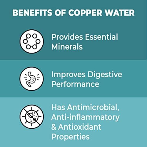 Combo: 1 Litre Copper Water Bottle - BPA Free, Antioxidant Properties | Pack of 1 | Copper | 1 Litre