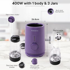 The Better Home FUMATO Quikblend Portable Nutri Blender 400W Purple & Stainless Steel Water Bottle 1 Litre Pack of 5 Purple