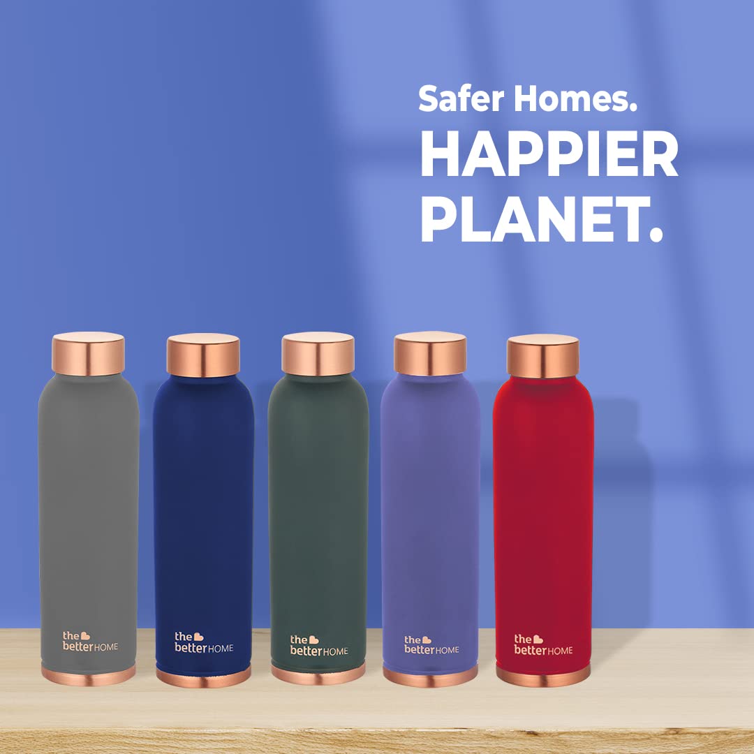 Pack of 3: 100% Pure Copper Water Bottles - BPA Free, Anti-Oxidant | 900ml | Blue