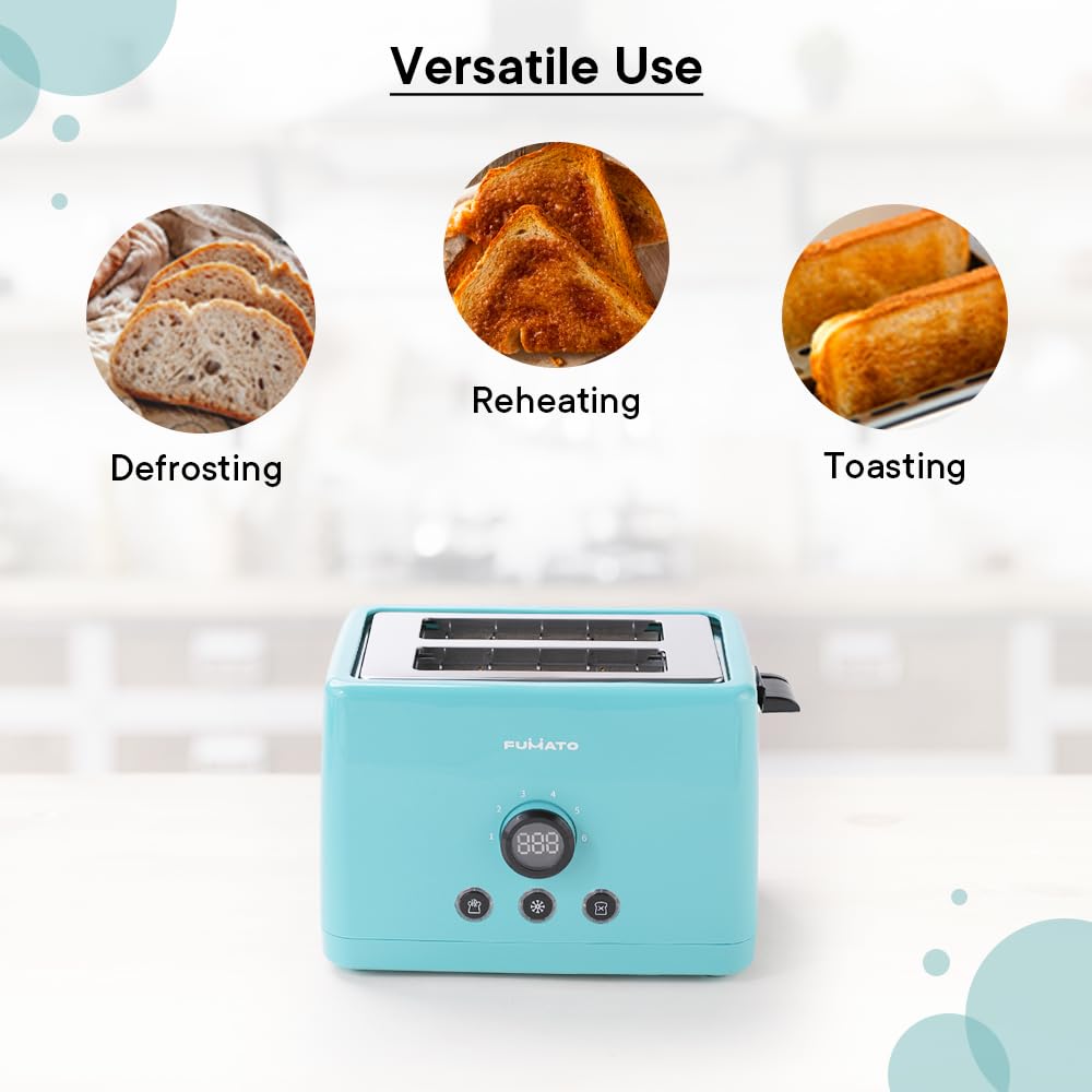 The Better Home FUMATO Anniversary, Wedding Gifts for Couples- 2 Slice Pop-up Toaster- Bun Rack + Electric Portable Hand Blender | House Warming Gifts for New Home | 1 Yr Warranty (Misty Blue)