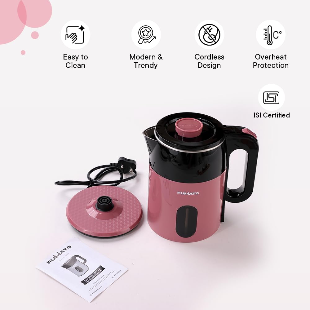 The Better Home Fumato's Kitchen and Appliance Combo| Electric Kettle With Insulated Bottle 1 litre| Double Walled SS304| Ultimate Utility Combo for Home| Pink