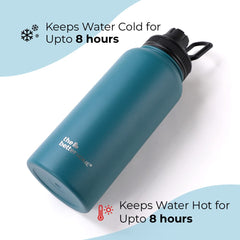 Insulated Water Bottle 1 Litre | Double Wall Hot and Cold Water for Home, Gym, Office | Easy to Carry & Store | Insulated Stainless Steel Bottle (Pack of 1, Teal)