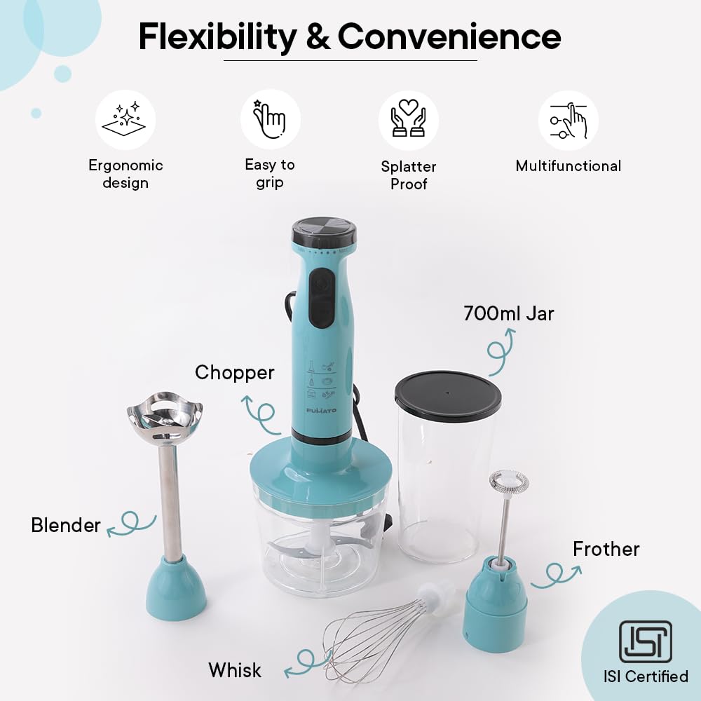 The Better Home FUMATO Anniversary, Wedding Gifts for Couples- 2 Slice Pop-up Toaster- Bun Rack + Electric Portable Hand Blender | House Warming Gifts for New Home | 1 Yr Warranty (Misty Blue)