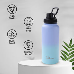 Insulated Water Bottle 1 Litre | Double Wall Hot and Cold Water for Home, Gym, Office | Easy to Carry & Store | Insulated Stainless Steel Bottle (Pack of 1, Blue - Purple)