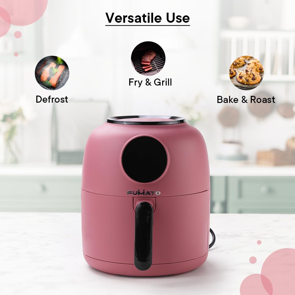 The Better Home Fumato Digital Electric Grill Air Fryer for Home- 12 Presets, 4.5L,1300W, 5-in-1 Roast, Bake, Grill, Fry, Defrost | 90% Less Oil, Rapid Air Technology | 1 Year Warranty (Cherry Pink)