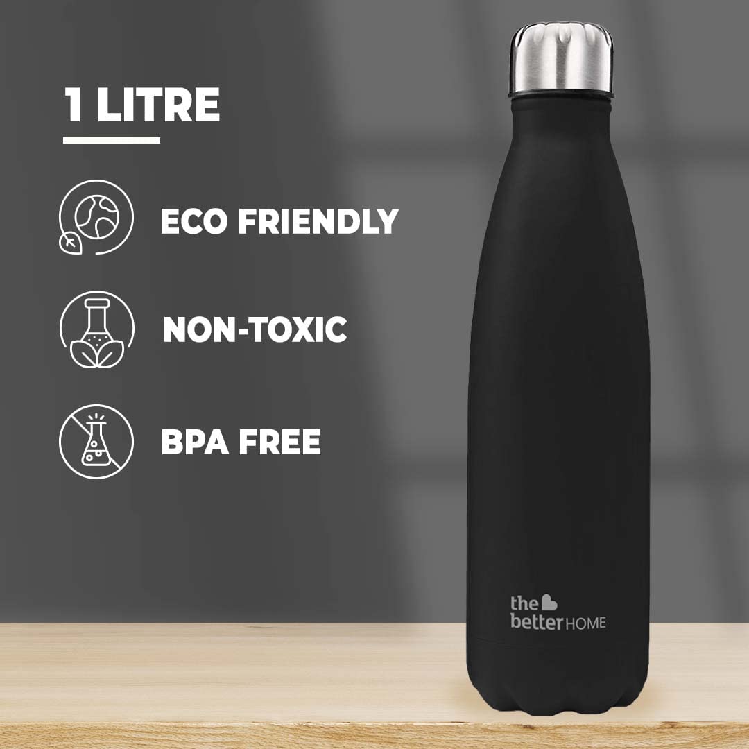 1000 Stainless Steel Insulated Water Bottle 1 Litre | Thermos Flask 1 Litre+ | Hot and Cold Steel Water Bottle 1 Litre | Food Grade & BPA Free Insulated Water Bottles for Kids (Blue)