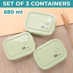 The Better Home Glass Airtight Container Set For Food Storage (Pack of 3), Green | Food Jars & Containers|Food Storage For Kitchen & SAVYA HOME 6 pcs big Plate Set |Pack and Store Combo