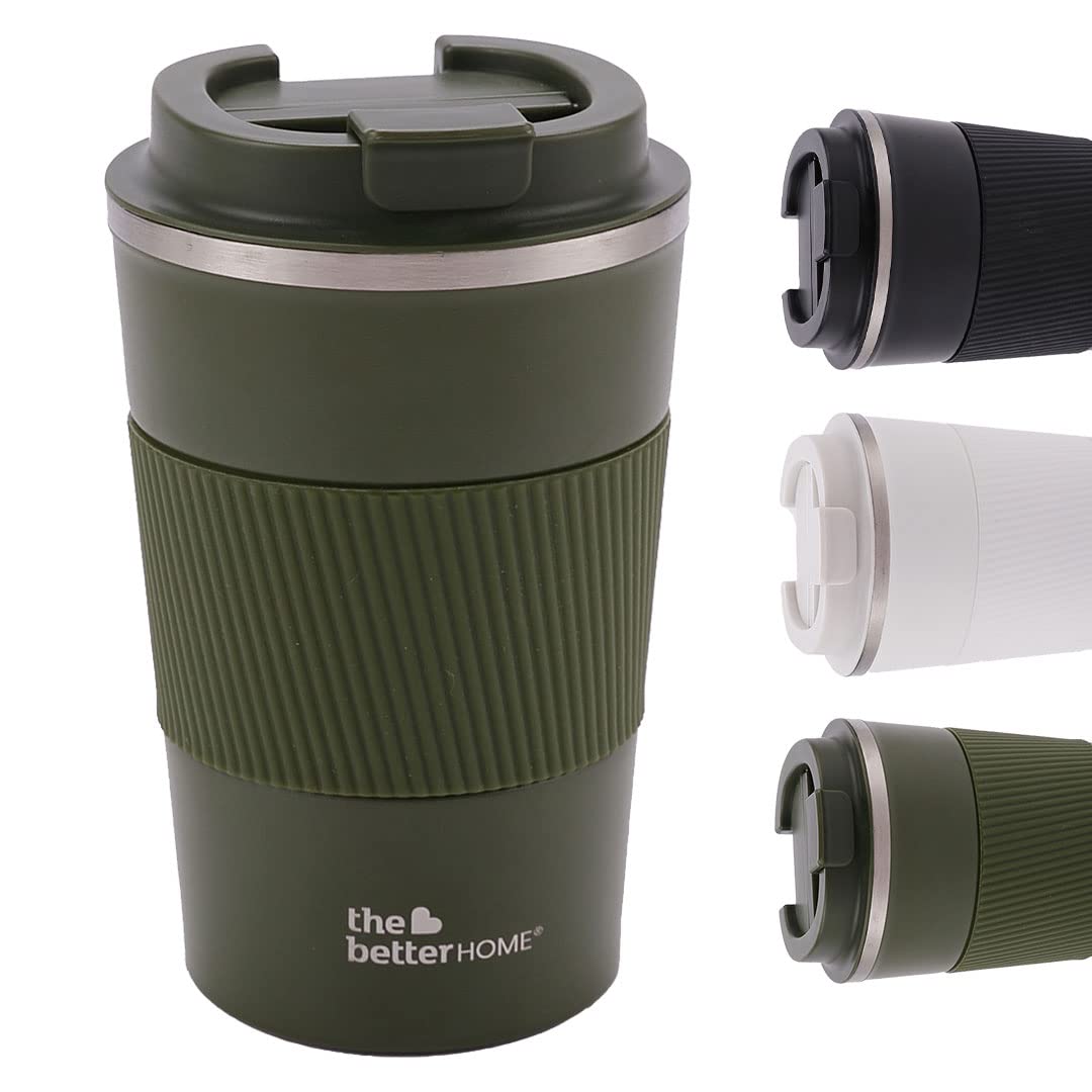 Insulated Coffee Cup Tumbler - Double Walled Stainless Steel, Leakproof & Spillproof | 510 ml | Green