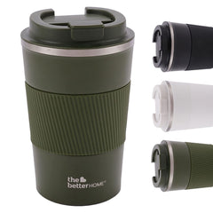 The Better Home Insulated Coffee Mug with Lid | Double Wall Insulated Stainless Steel Mug for Coffee & Tea | Hot and Cold Coffee Tumbler | Durable Coffee Mug with Lid for Home & Office | Green (380ml)