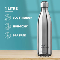 The Better Home 1000 ml Thermosteel Bottle | Doubled Wall 304 Stainless Steel | Stays Hot For 18 Hrs & Cold For 24 Hrs | Rustproof & Leakproof | Insulated Water Bottles for Office, Camping, Travel