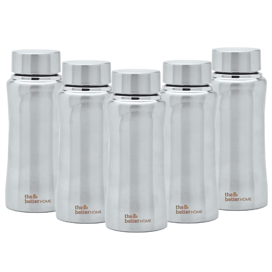 The Better Home Stainless Steel Water Bottle 500ml | Rust Proof, Light Weight & Durable 500ml Water Bottle… (Pack of 5)