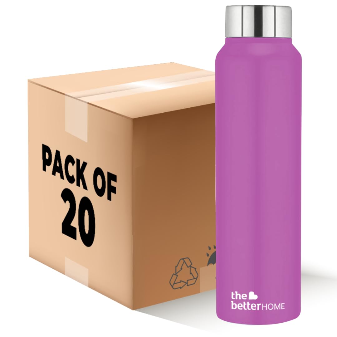 Pack of 20: Stainless Steel Water Bottles - Leak Proof, Durable & Eco Friendly | 1 Litre | Silver