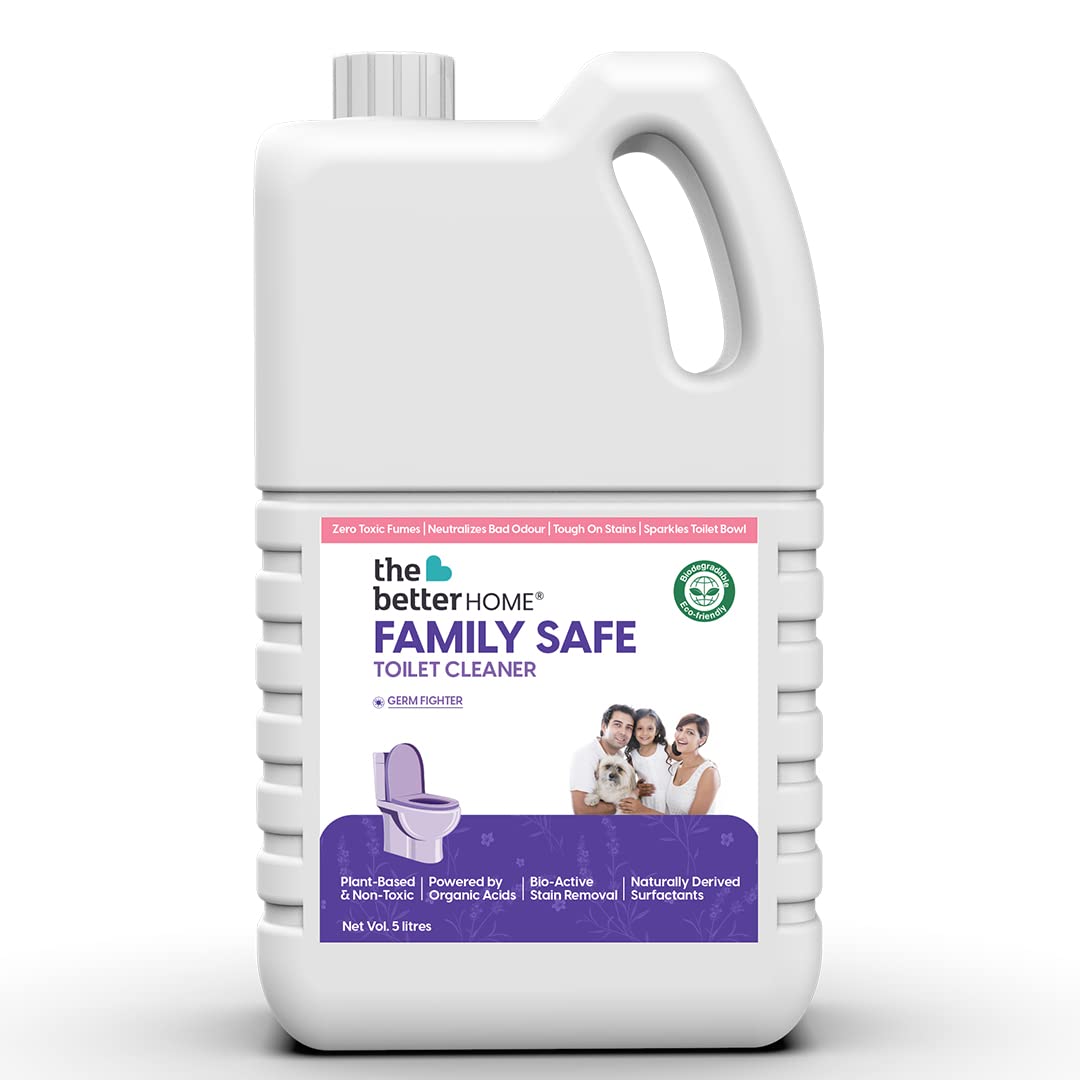 Toilet Cleaner Liquid 5 Litres | Non Toxic & Biodegradable | Zero Toxic Fumes & Bio Active Stain Removal | Neutralises Bad Odour | Lavender Scented | 5 L