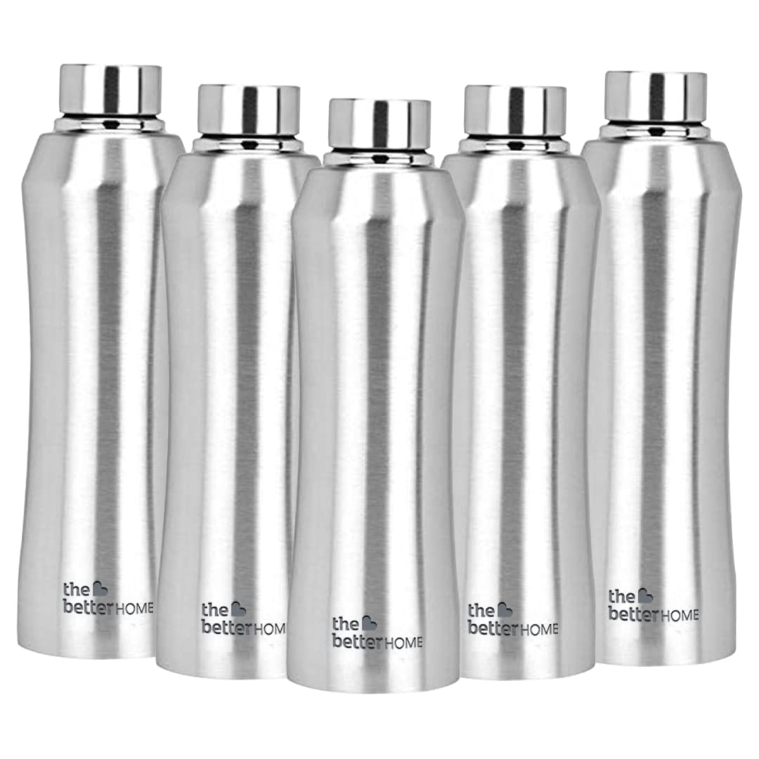 The Better Home Steel Water Bottle (5Pcs-1 Litre) Water Bottle For Kids School | Water Bottle For Home | Leak- Proof BPA Free | Gym Water Bottle | Water Bottle For Office | Aesthetic Water Bottle