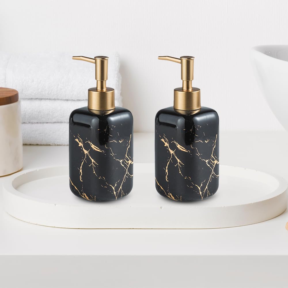 Combo: Ceramic Soap Dispenser Set - Stylish Design, Multiple Uses | 2 Dispensers | 300ML Each | White