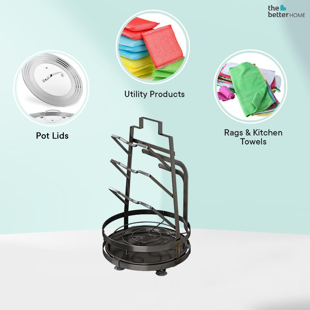 The Better Home Rotatable Lid Rag Holder | Stackable Kitchen Basket