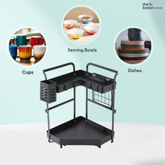 The Better Home L Corner Seasoning Rack Style | Stackable Kitchen Basket For Storage | Carbon Steel Collapsible Foldable Basket For Fruits And Vegetables | Rust-Resistant | Unbreakable (Design 2)