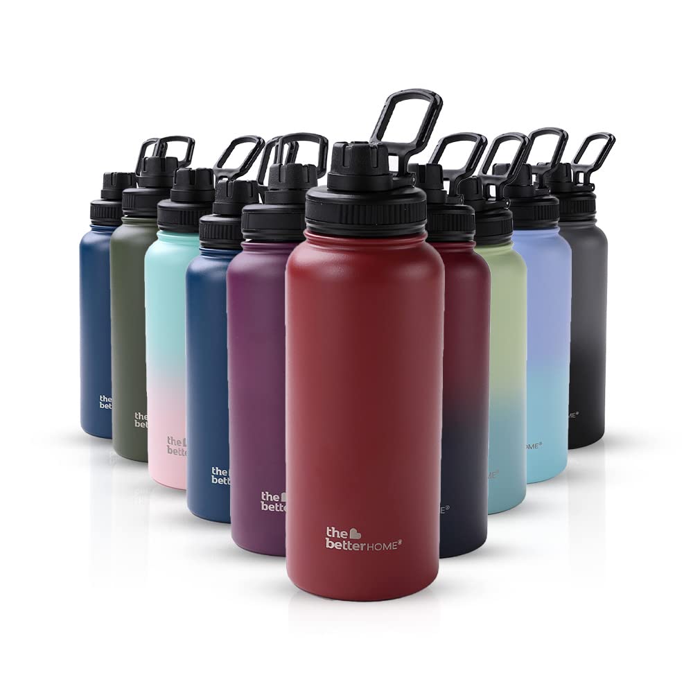 Insulated Water Bottle 1 Litre | Double Wall Hot and Cold Water for Home, Gym, Office | Easy to Carry & Store | Insulated Stainless Steel Bottle (Pack of 1, Maroon)