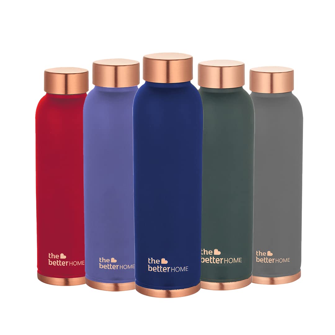 Pack of 10: Copper Water Bottles - BPA Free, Leak Proof | 1 Litre Capacity | Blue | Non Plastic