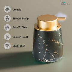 The Better Home 400ml Soap Dispenser Bottle - Black (Set of 2) |Ceramic Liquid Pump Dispenser for Kitchen, Wash-Basin, and Bathroom