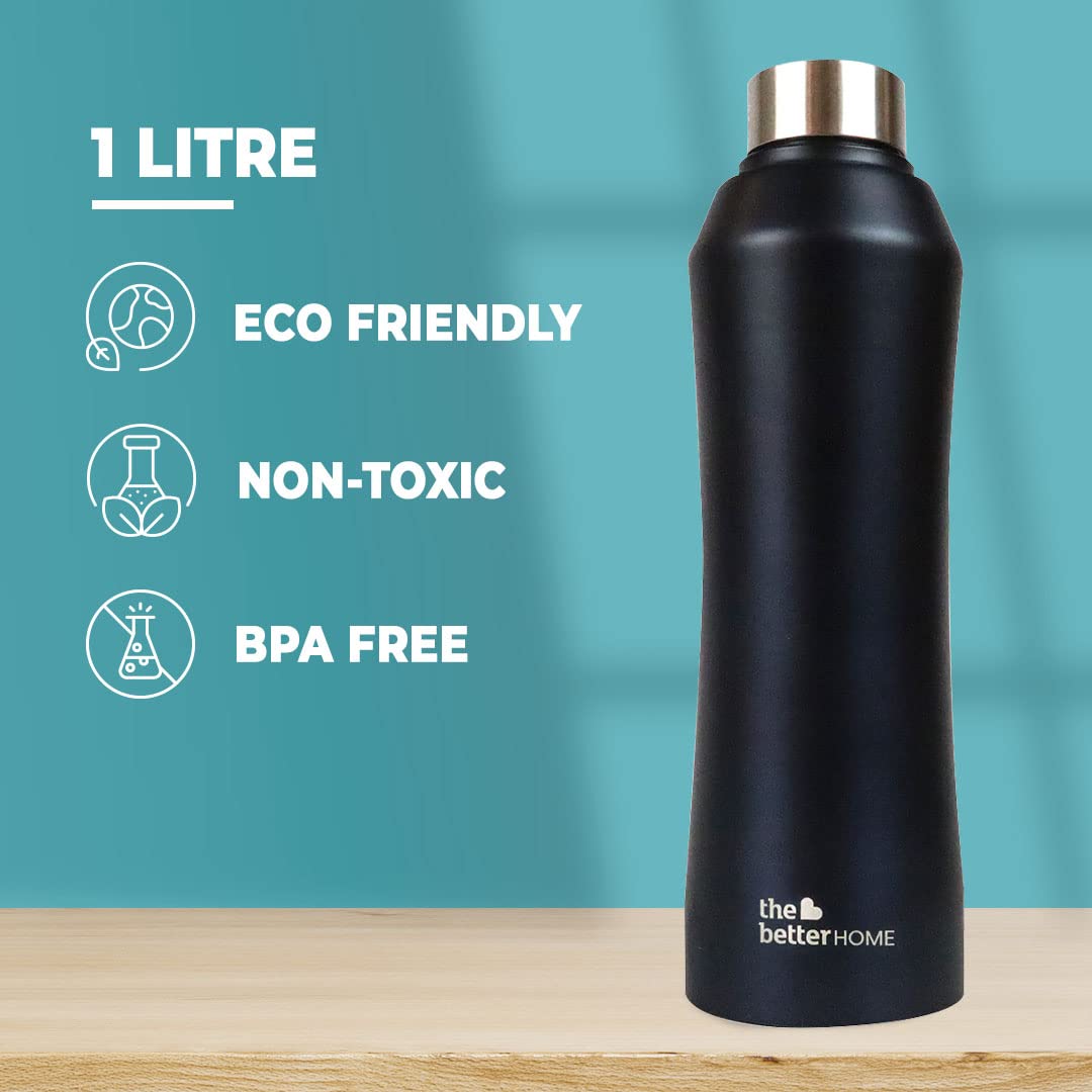 The Better Home Steel Water Bottle (2Pcs-1 Litre) Water Bottle For Kids School | Water Bottle For Home | Leak- Proof BPA Free | Gym Water Bottle | Water Bottle For Office | Aesthetic Water Bottle