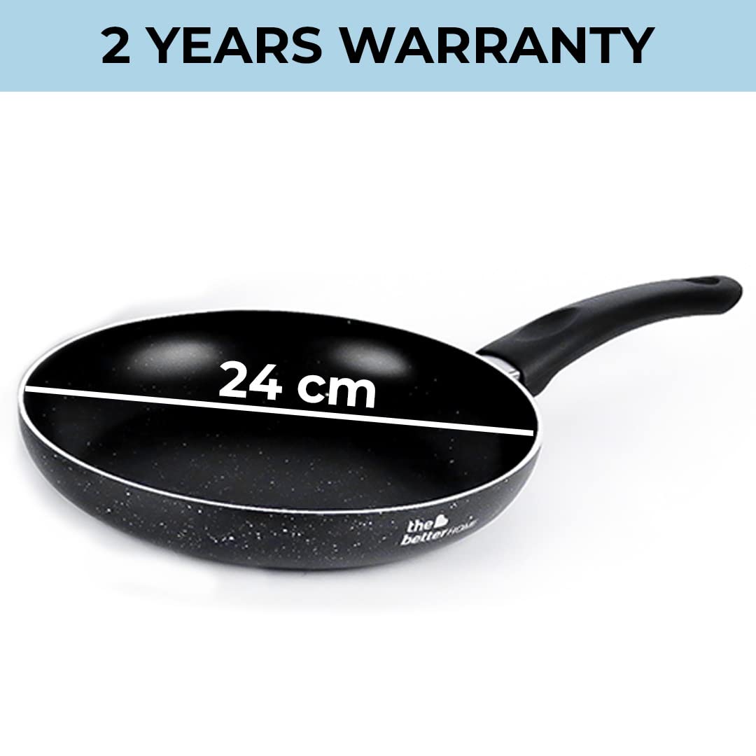 Non Stick Frying Pan 24cm | Induction Granite Fry Pan | Long Lasting 4 Layer Induction Cookware | Non Stick Cookware & Deep Frying Pan | 2.8mm Sturdy Induction Pan
