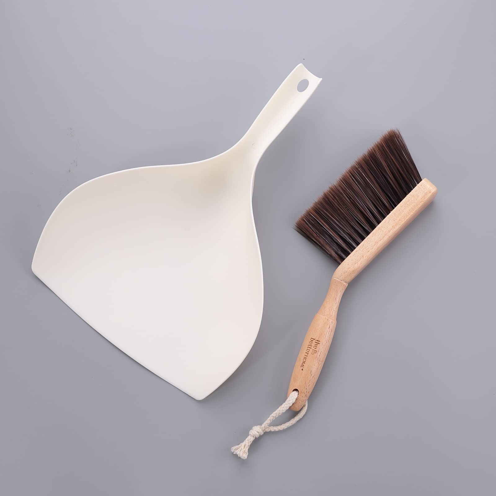 Dust Pan with Brush | Sleek Wooden Handle Dust Pan Table & Floor Cleaner Brush
