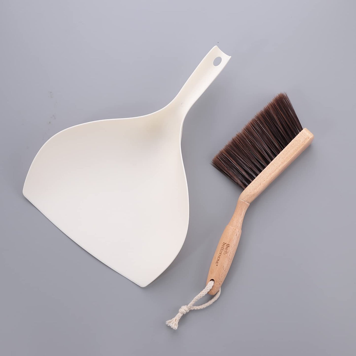 Dustpan and Brush Set | Lightweight with Adjustable Dustpan & Split Bristles | Standard Size | White