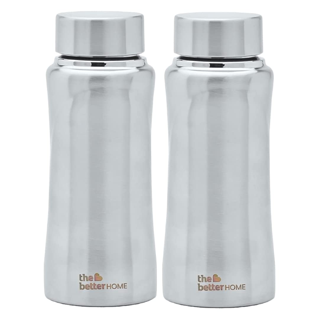 The Better Home Stainless Steel Water Bottle 500ml | Rust Proof, Light Weight & Durable 500ml Water Bottle | Silver (Pack of 2)