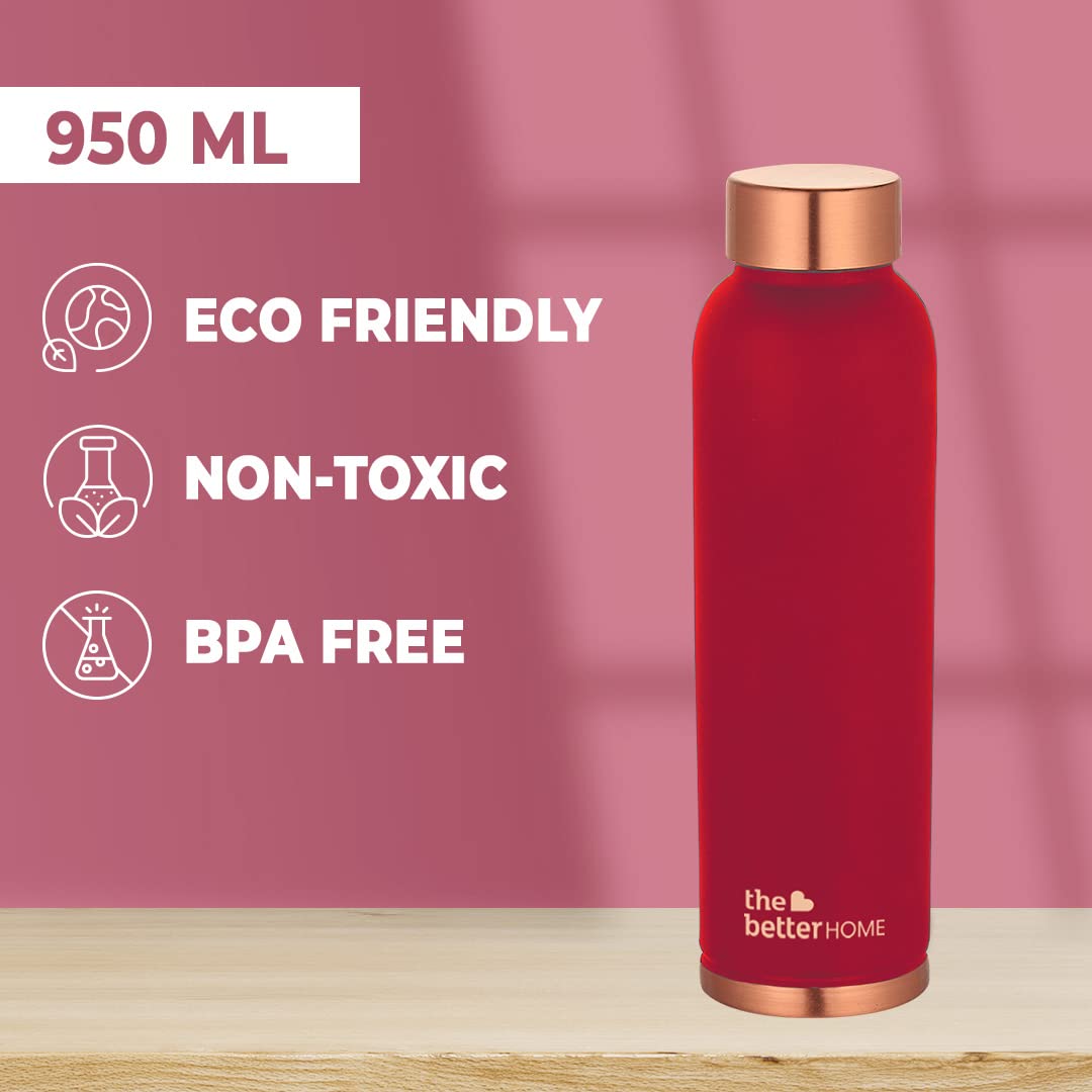 1000 Copper Water Bottle - 900ml | 100% Pure Copper Bottle | BPA Free & Non Toxic Water Bottle with Anti Oxidant Properties of Copper | Maroon (Pack of 20)