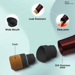 The Better Home Insulated Cork Bottle|Hot & Cold Water Bottle 500 Ml -Wine |Easy Pour| Bottle for Fridge/School/Outdoor/Gym/Home/Office/Boys/Girls/Kids, Leak Proof and BPA FreePack of 10
