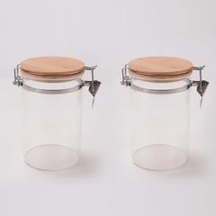 The Better Home Pack of 2 1000 ml Each Borosilicate Kitchen Containers Set with Lid | Transparent Airtight Borosilicate Jar for Kitchen Storage | Leakproof | Glass Jars for Cookies Snacks Tea Coffee