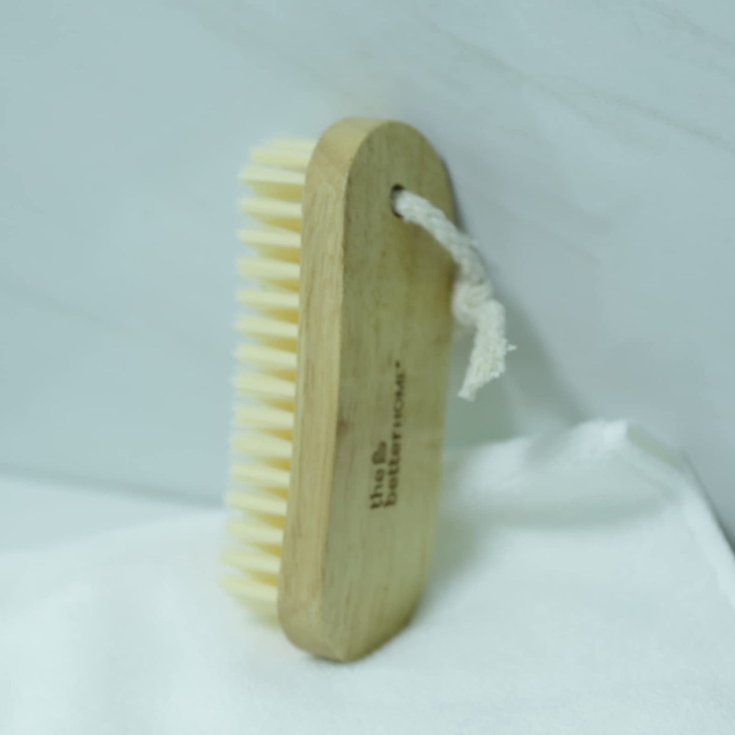 Sneaker Cleaner Wooden Shoe Brush | Loop for Hanging | Soft Washable Bristles | For Leather Shoes | White