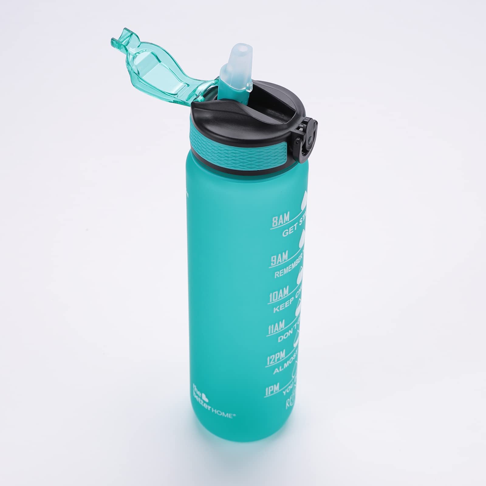 Sipper Water Bottle For Adults 1 Litre | Motivational Gym Water Bottle 1+ Litre with Measurements | Sports Water Bottle | Unbreakable Sipper Bottle (Light Blue)