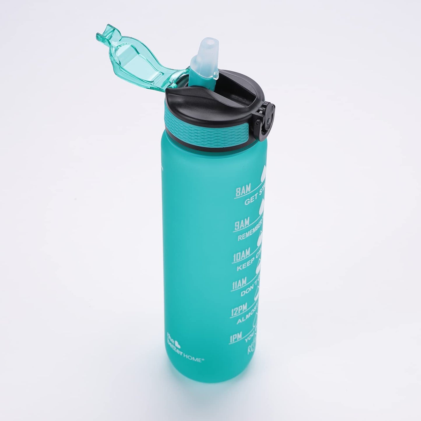 Unbreakable Water Bottle - Motivational Gym Sipper with Straw | 1L Capacity | Light Blue | BPA Free